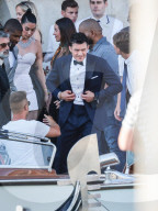 Venice, Bezos - Sanchez Wedding, day 4 guests leave the hotel to reach the wedding ceremony -