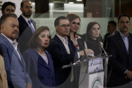 Senator Ricardo Anaya Holds Briefing Conference At Mexican Senate 