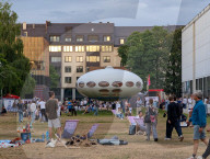 Futuro House In Front Of The Pinakothek Der Moderne In Munich