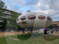 Futuro House In Front Of The Pinakothek Der Moderne In Munich