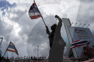 Protesters Calling Thai Prime Minister To Resign In Bangkok.