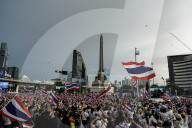 Protesters Calling Thai Prime Minister To Resign In Bangkok.
