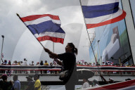 Protesters Calling Thai Prime Minister To Resign In Bangkok.