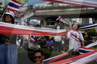 Protesters Calling Thai Prime Minister To Resign In Bangkok.
