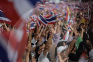 Protesters Calling Thai Prime Minister To Resign In Bangkok.