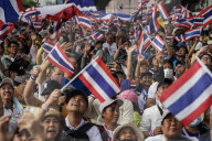 Protesters Calling Thai Prime Minister To Resign In Bangkok.