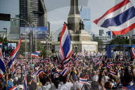 Protesters Calling Thai Prime Minister To Resign In Bangkok.
