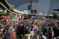 Protesters Calling Thai Prime Minister To Resign In Bangkok.