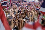 Protesters Calling Thai Prime Minister To Resign In Bangkok.