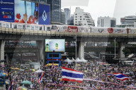 Protesters Calling Thai Prime Minister To Resign In Bangkok.