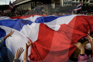 Protesters Calling Thai Prime Minister To Resign In Bangkok.