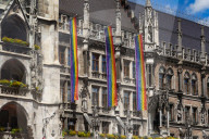Rainbow Flags On Munich Town Hall For Pride