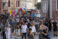Protestors Against The Wedding Of Jeff Bezos March In Venice