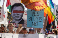 Protestors Against The Wedding Of Jeff Bezos March In Venice