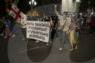 213th Day Of Continuous Protest On Rustaveli Avenue.