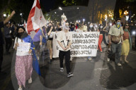 213th Day Of Continuous Protest On Rustaveli Avenue.