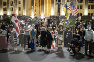 213th Day Of Continuous Protest On Rustaveli Avenue.