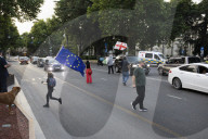 213th Day Of Continuous Protest On Rustaveli Avenue.