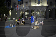 213th Day Of Continuous Protest On Rustaveli Avenue.