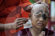 Mass Buddhist Monk Ordination Ceremony For Hill Tribe.