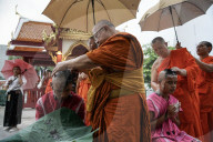 Mass Buddhist Monk Ordination Ceremony For Hill Tribe.