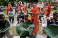 Mass Buddhist Monk Ordination Ceremony For Hill Tribe.