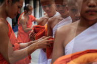 Mass Buddhist Monk Ordination Ceremony For Hill Tribe.