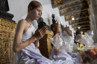 Mass Buddhist Monk Ordination Ceremony For Hill Tribe.