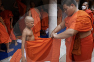 Mass Buddhist Monk Ordination Ceremony For Hill Tribe.