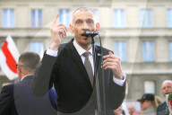 Belarusians In Warsaw Celebrate Release Of Tikhanovsky