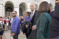 Belarusians In Warsaw Celebrate Release Of Tikhanovsky
