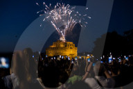 Fireworks Burst In The Sky Over The Castel Sant'Angelo 
