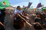 Mosh pits and mayhem: Kneecap play Glastonbury