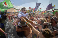 Mosh pits and mayhem: Kneecap play Glastonbury