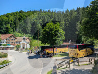 Brazilian Youth Tourist Group With Travel Buses Near Hoellentalklamm Entrance