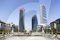 The Collapse Of The Generali Sign On The Hadid Tower, Home Of The Insurance Company, Collapsed On The Roof Of A Skyscraper 192 Meters High In The CityLife District In Milan