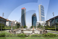 The Collapse Of The Generali Sign On The Hadid Tower, Home Of The Insurance Company, Collapsed On The Roof Of A Skyscraper 192 Meters High In The CityLife District In Milan