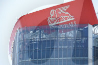 The Collapse Of The Generali Sign On The Hadid Tower, Home Of The Insurance Company, Collapsed On The Roof Of A Skyscraper 192 Meters High In The CityLife District In Milan