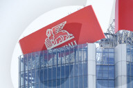 The Collapse Of The Generali Sign On The Hadid Tower, Home Of The Insurance Company, Collapsed On The Roof Of A Skyscraper 192 Meters High In The CityLife District In Milan