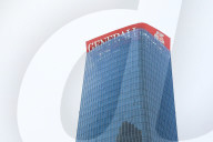 The Collapse Of The Generali Sign On The Hadid Tower, Home Of The Insurance Company, Collapsed On The Roof Of A Skyscraper 192 Meters High In The CityLife District In Milan