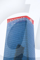 The Collapse Of The Generali Sign On The Hadid Tower, Home Of The Insurance Company, Collapsed On The Roof Of A Skyscraper 192 Meters High In The CityLife District In Milan