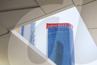The Collapse Of The Generali Sign On The Hadid Tower, Home Of The Insurance Company, Collapsed On The Roof Of A Skyscraper 192 Meters High In The CityLife District In Milan