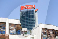 The Collapse Of The Generali Sign On The Hadid Tower, Home Of The Insurance Company, Collapsed On The Roof Of A Skyscraper 192 Meters High In The CityLife District In Milan
