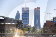 The Collapse Of The Generali Sign On The Hadid Tower, Home Of The Insurance Company, Collapsed On The Roof Of A Skyscraper 192 Meters High In The CityLife District In Milan