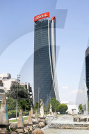 The Collapse Of The Generali Sign On The Hadid Tower, Home Of The Insurance Company, Collapsed On The Roof Of A Skyscraper 192 Meters High In The CityLife District In Milan