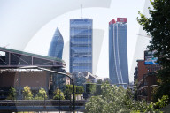 The Collapse Of The Generali Sign On The Hadid Tower, Home Of The Insurance Company, Collapsed On The Roof Of A Skyscraper 192 Meters High In The CityLife District In Milan