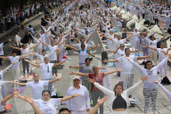 Yoga Mass Class Celebrated In Mexico