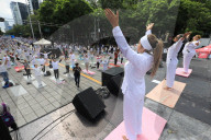 Yoga Mass Class Celebrated In Mexico