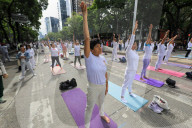 Yoga Mass Class Celebrated In Mexico