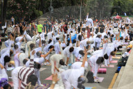 Yoga Mass Class Celebrated In Mexico